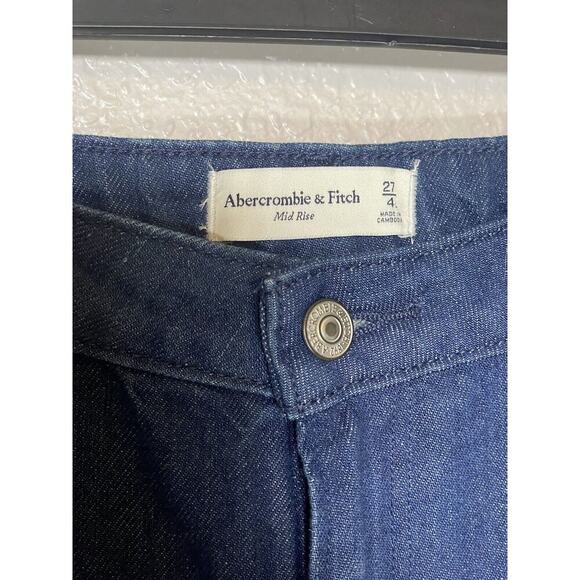 Abercrombie & Fitch Mid Rise Wide Leg Dark Wash Jeans Size 27 Long NWT - Picture 4 of 9